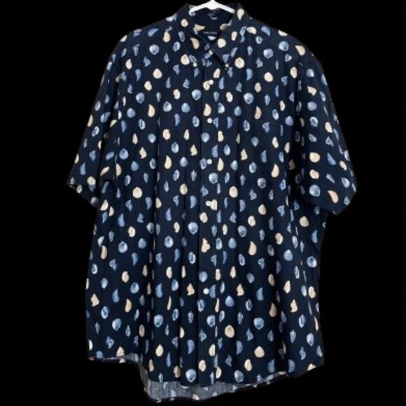 Nautica Men’s Cotton Black Multi Seashells & Clam Print Button Down Shirt Sz-XL - Picture 1 of 5